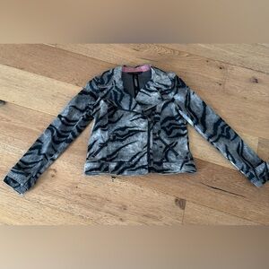 White House Black Market Zebra Print Denim Jacket